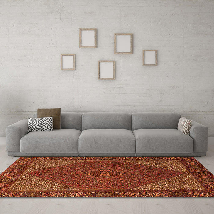 Machine Washable Persian Orange Traditional Area Rugs in a Living Room, wshtr1503org