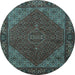 Round Machine Washable Persian Light Blue Traditional Rug, wshtr1503lblu