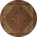 Round Machine Washable Persian Brown Traditional Rug, wshtr1503brn