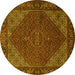 Round Persian Yellow Traditional Rug, tr1503yw
