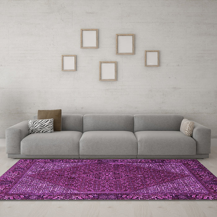 Machine Washable Persian Purple Traditional Area Rugs in a Living Room, wshtr1503pur