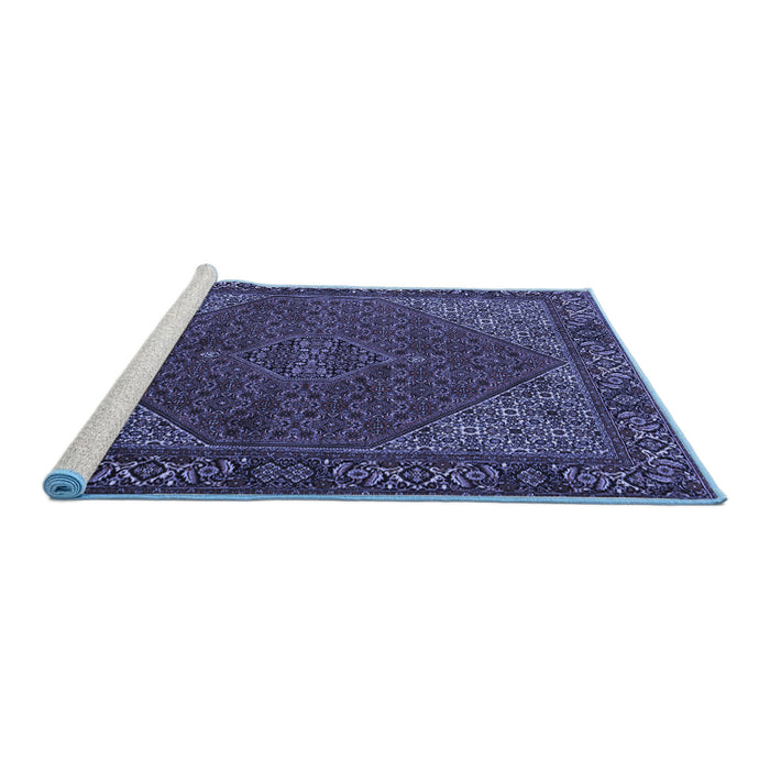 Sideview of Machine Washable Persian Blue Traditional Rug, wshtr1503blu