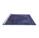 Sideview of Machine Washable Persian Blue Traditional Rug, wshtr1503blu