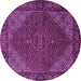 Round Machine Washable Persian Purple Traditional Area Rugs, wshtr1503pur