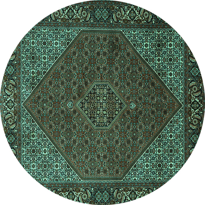 Round Persian Turquoise Traditional Rug, tr1503turq