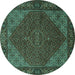 Round Persian Turquoise Traditional Rug, tr1503turq