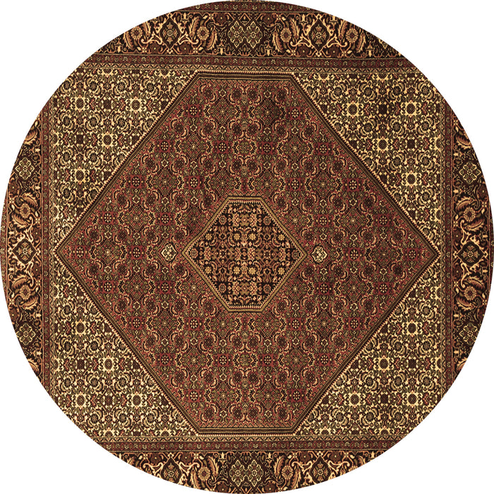 Round Persian Brown Traditional Rug, tr1503brn