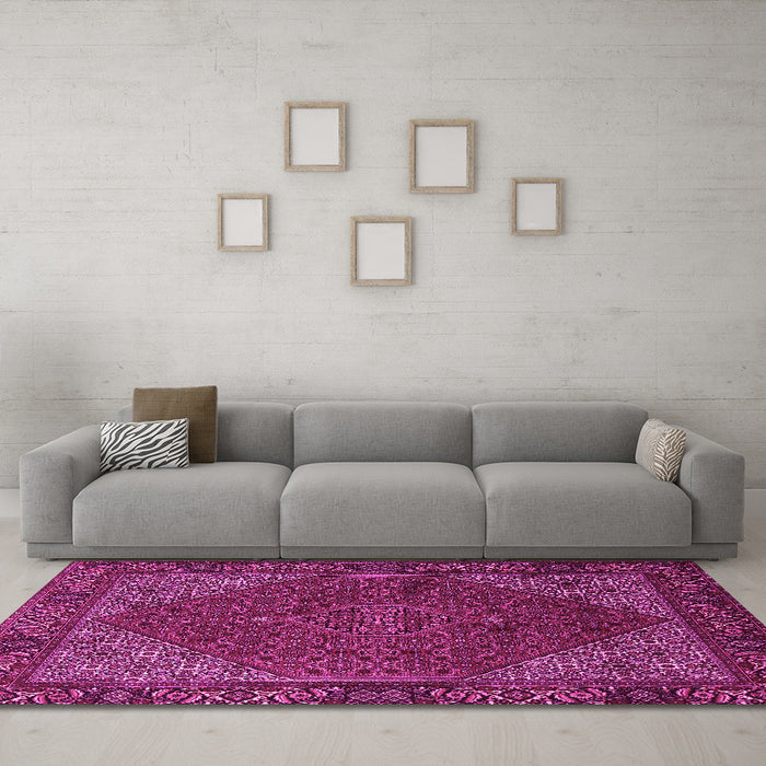 Machine Washable Persian Pink Traditional Rug in a Living Room, wshtr1503pnk