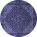 Round Machine Washable Persian Blue Traditional Rug, wshtr1503blu