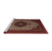 Sideview of Machine Washable Traditional Dark Gold Brown Rug, wshtr1504