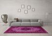 Machine Washable Medallion Pink Traditional Rug in a Living Room, wshtr1504pnk