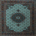 Square Medallion Light Blue Traditional Rug, tr1504lblu