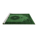 Sideview of Machine Washable Medallion Emerald Green Traditional Area Rugs, wshtr1504emgrn