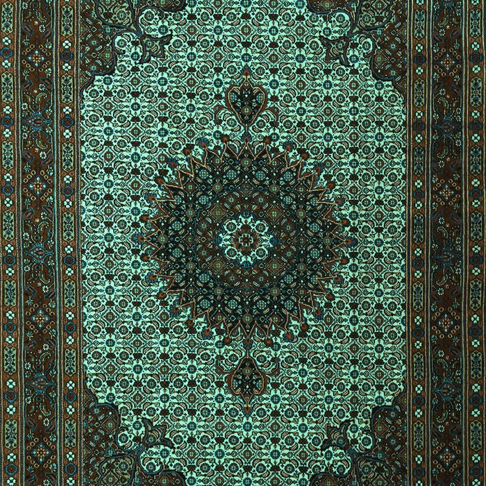 Machine Washable Medallion Turquoise Traditional Area Rugs, wshtr1504turq