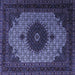 Square Medallion Blue Traditional Rug, tr1504blu