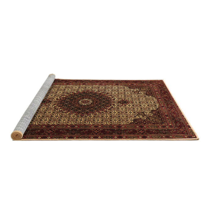 Sideview of Machine Washable Medallion Brown Traditional Rug, wshtr1504brn