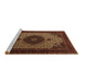 Sideview of Machine Washable Medallion Brown Traditional Rug, wshtr1504brn