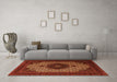 Machine Washable Medallion Orange Traditional Area Rugs in a Living Room, wshtr1504org