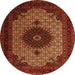 Square Medallion Orange Traditional Rug, tr1504org