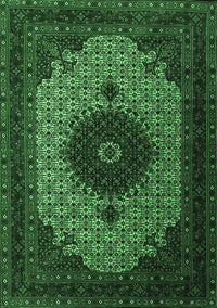 Medallion Emerald Green Traditional Rug, tr1504emgrn