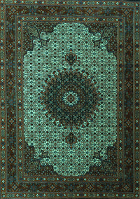 Medallion Turquoise Traditional Rug, tr1504turq