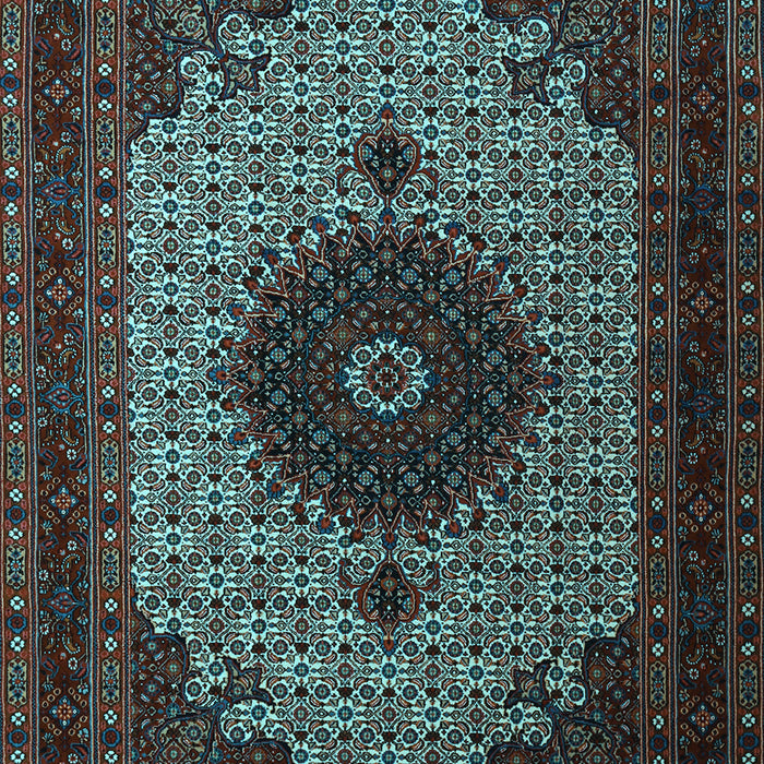Machine Washable Medallion Light Blue Traditional Rug, wshtr1504lblu