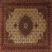 Square Medallion Brown Traditional Rug, tr1504brn