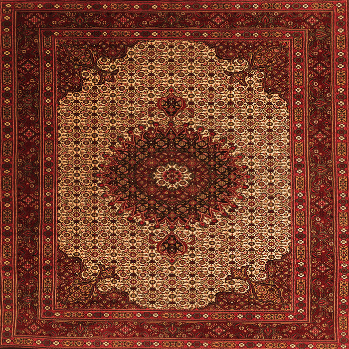 Serging Thickness of Medallion Orange Traditional Rug, tr1504org