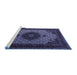 Sideview of Machine Washable Medallion Blue Traditional Rug, wshtr1504blu