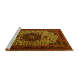 Sideview of Machine Washable Medallion Yellow Traditional Rug, wshtr1504yw