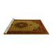 Sideview of Machine Washable Medallion Yellow Traditional Rug, wshtr1504yw