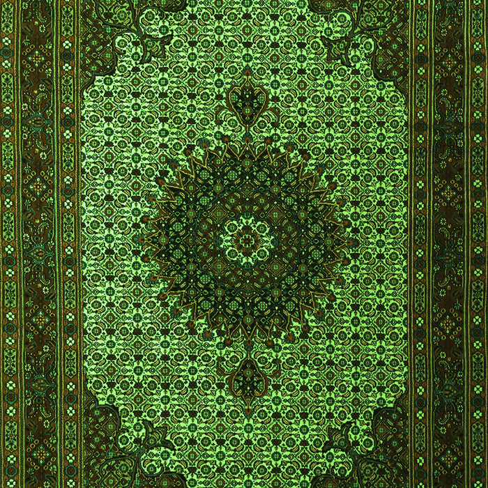 Serging Thickness of Machine Washable Medallion Green Traditional Area Rugs, wshtr1504grn