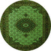 Square Medallion Green Traditional Rug, tr1504grn