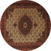 Round Medallion Brown Traditional Rug, tr1504brn