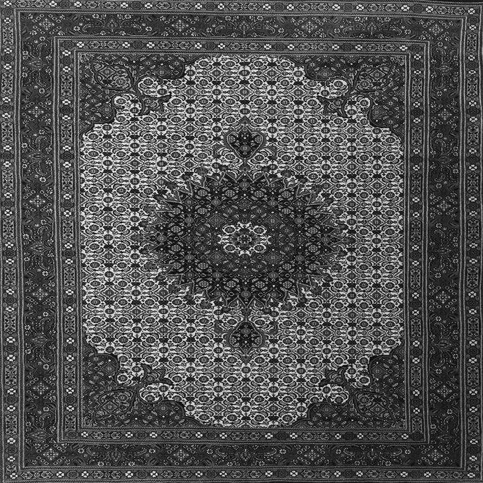 Round Machine Washable Medallion Gray Traditional Rug, wshtr1504gry