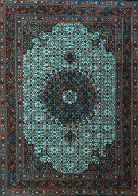 Medallion Light Blue Traditional Rug, tr1504lblu