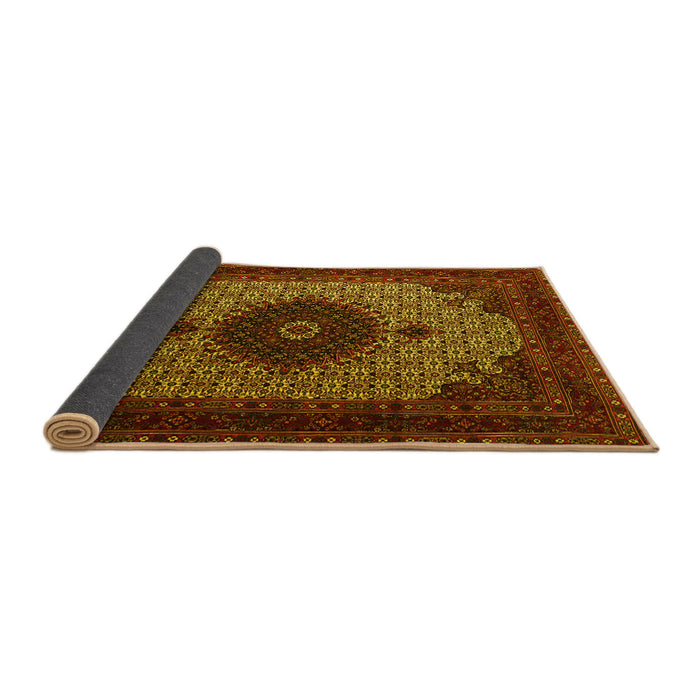 Sideview of Medallion Yellow Traditional Rug, tr1504yw