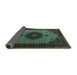 Sideview of Medallion Turquoise Traditional Rug, tr1504turq