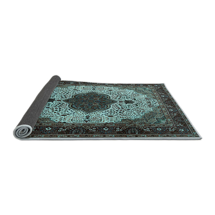Sideview of Medallion Light Blue Traditional Rug, tr1505lblu