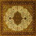 Square Medallion Yellow Traditional Rug, tr1505yw