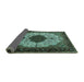 Sideview of Medallion Turquoise Traditional Rug, tr1505turq