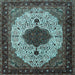 Square Medallion Light Blue Traditional Rug, tr1505lblu