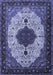 Machine Washable Medallion Blue Traditional Rug, wshtr1505blu