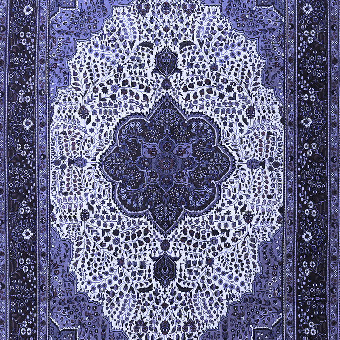 Machine Washable Medallion Blue Traditional Rug, wshtr1505blu