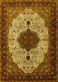 Medallion Yellow Traditional Rug, tr1505yw