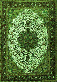 Medallion Green Traditional Rug, tr1505grn