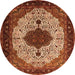 Square Medallion Orange Traditional Rug, tr1505org