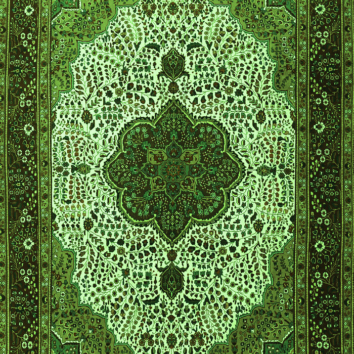 Serging Thickness of Machine Washable Medallion Green Traditional Area Rugs, wshtr1505grn