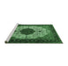 Sideview of Machine Washable Medallion Emerald Green Traditional Area Rugs, wshtr1505emgrn