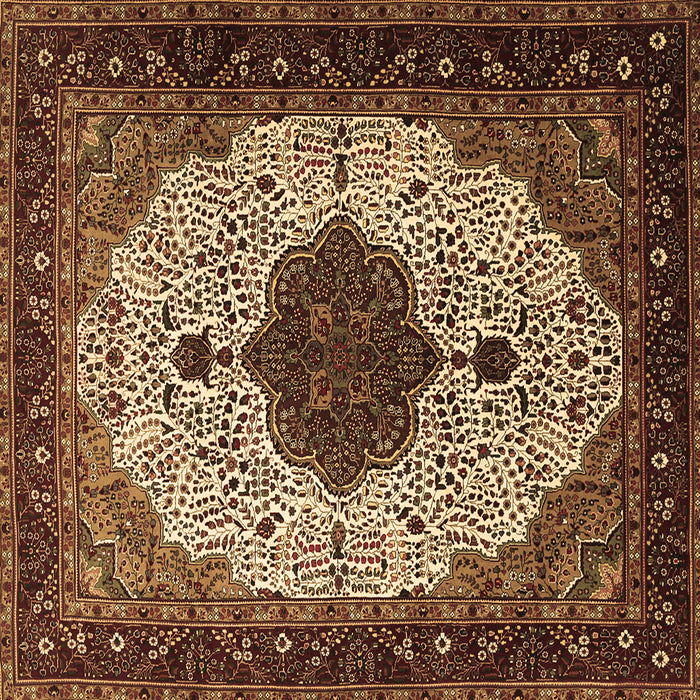 Square Machine Washable Medallion Brown Traditional Rug, wshtr1505brn